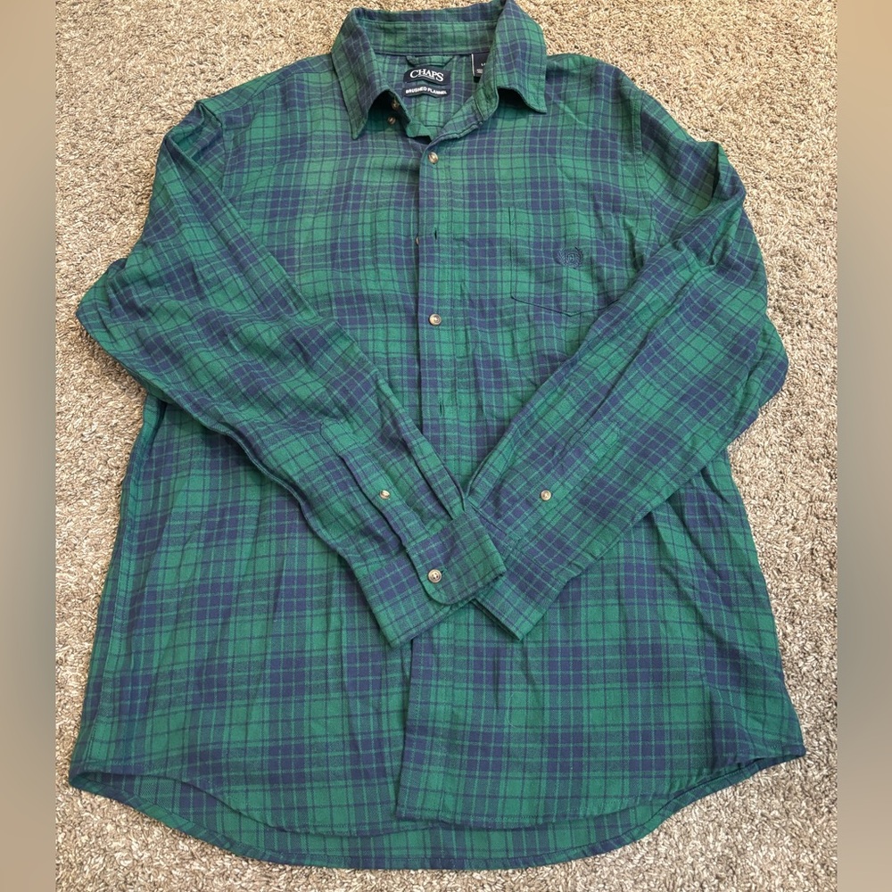Chaps Flannel Men’s Size L Large Green Blue